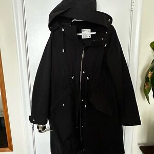 Frank & Oak Classic Black Hooded Trench Coat